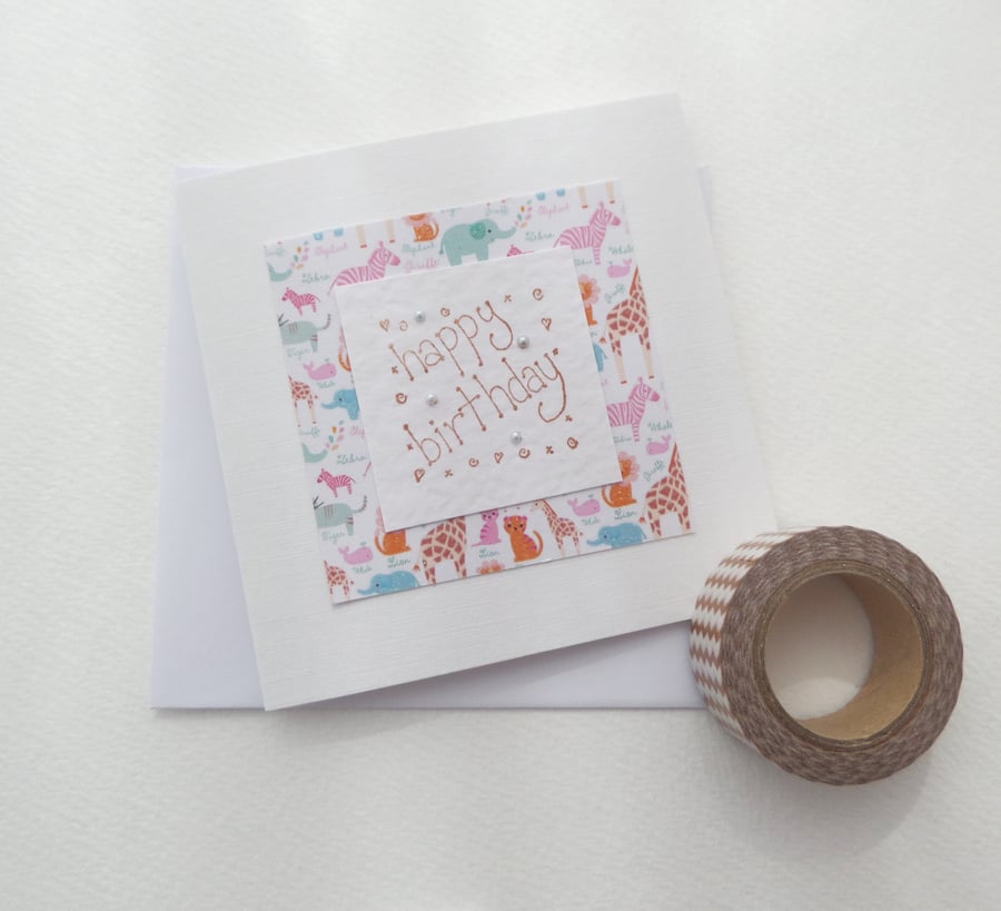 Children's Birthday Card, Small Square Simple Card