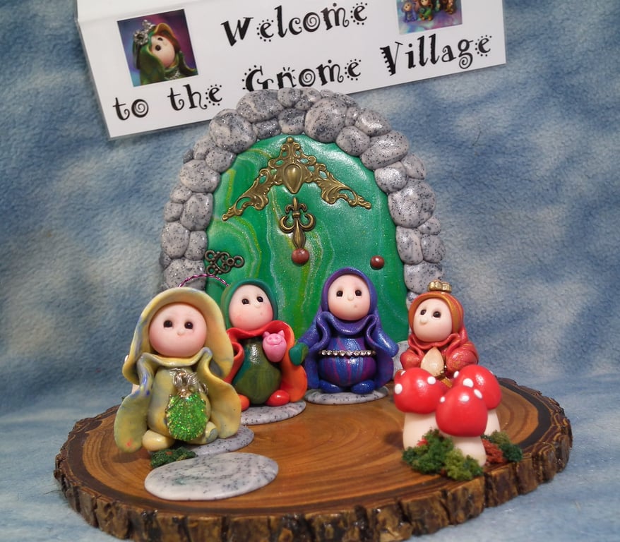 Tiny Garden Gnome 'Coleen' with jewelled belt OOAK Sculpt Ann Galvin
