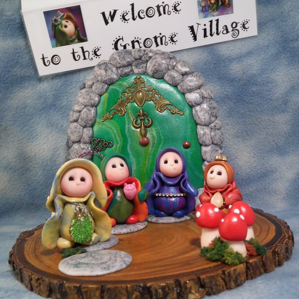 Tiny Garden Gnome 'Coleen' with jewelled belt OOAK Sculpt Ann Galvin