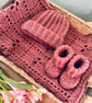 Heirloom Crochet Baby Blanket, Hat and Booties Gift Set