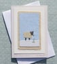 Sheep in Snow hand-stitched textile - perfect for Christmas or winter birthday - Image 4