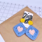 Crochet Earrings - Love Heart Granny