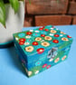 Teal Floral Hand painted Box, Wildflowers Pattern, Storage for Jewellery  - Image 4