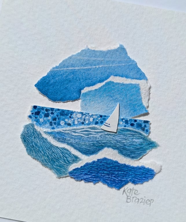 Caribbean Blue - Original miniature collage. Unmounted or Mounted