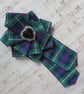 MacKenzie Tartan Ruffle Rosette and Black Heart Crystal Rhinestone Brooch Pin  - Image 2