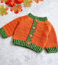 Newborn Crochet Pumpkin Baby Cardigan, Hat & Bootie Set  - Image 2