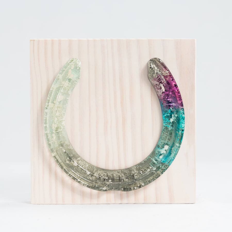 Resin & Alcohol Ink Horseshoe Wall Art Plaque