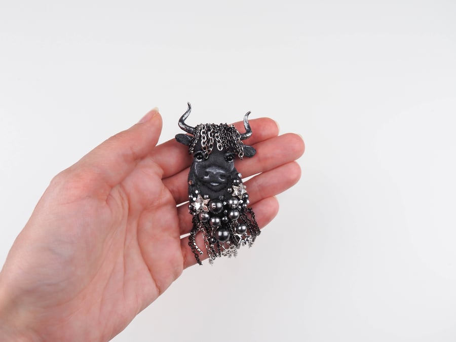 Taurus Textile Brooch