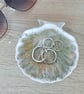 Handmade Resin Shell Trinket Dish – Sage & Warm Gold Jewellery Holder