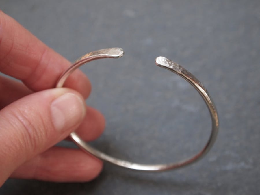Bangle, Sterling silver forged bangle