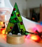 Abstract style  Stained Glass Festive Christmas Tree on solid wood plinth  - Image 5