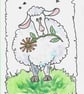 Blank. Sheep birthday card with flower - Image 1
