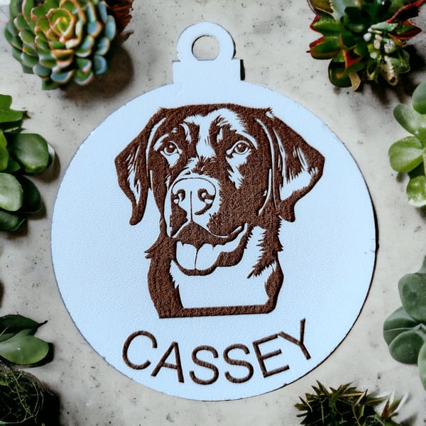 Personalised Dog Christmas Bauble, Festive Pet Tree Decoration, 