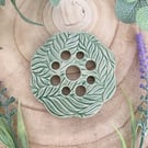 Jade Green Embossed Ceramic Flower Arranging Frog