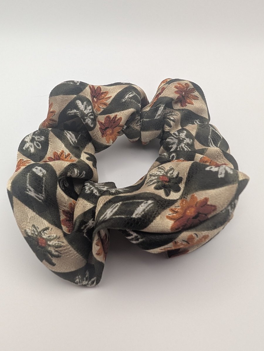 Upcycled Real Silk Scrunchie Handmade Silk Hair Tie, Sustainable Hair Accessory