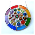 Rainbow Circles Suncatcher Stained Glass Handmade fused 024