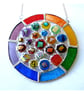 Rainbow Circles Suncatcher Stained Glass Handmade fused 024