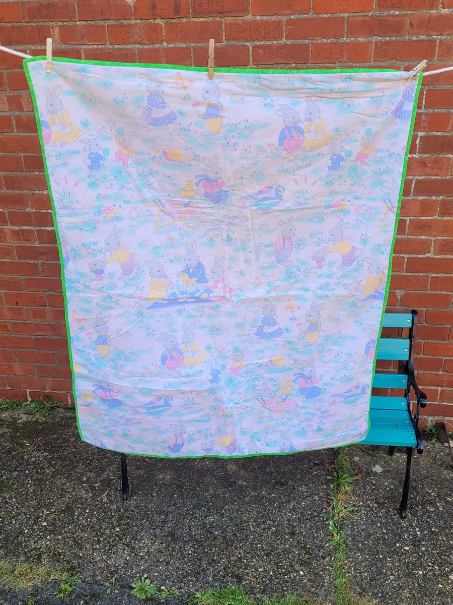 Homemade Colourful Rabbit baby,child quilt. Measures 44" x 36"