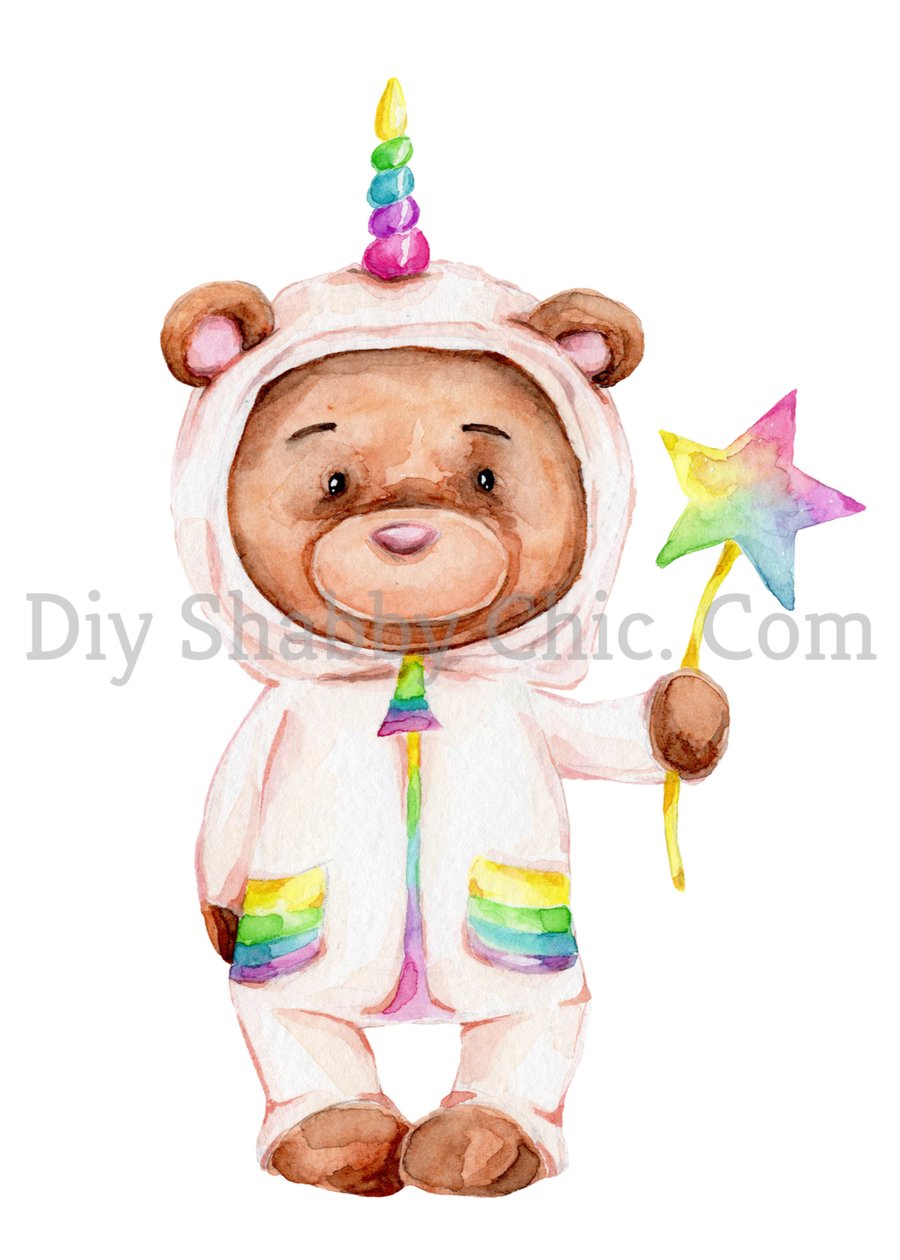 Waterslide Wood Furniture Vintage Image Transfer DIY Shabby Chic Rainbow Bear