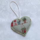 Lavender, hanging heart, fabric decoration, green, plants, gift for her, 