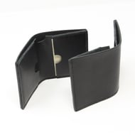 Black leather slim bifold wallet