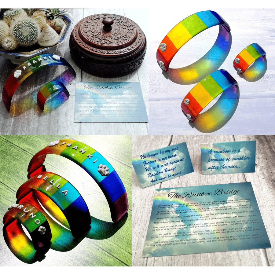 Handmade Fused Glass Skinny Sized Rainbow - Rainbow Bridge Poem For Pet Loss