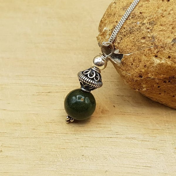 Small minimalist Jade pendant necklace. 12th anniversary gemstone 