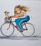 Bicycle, Doggy and me, original watercolour painting - Image 4