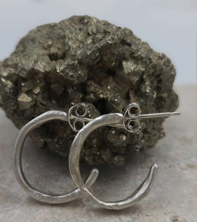 One of a Kind Sterling Silver Organic Stud Earrings – Handmade Sculptural Silver