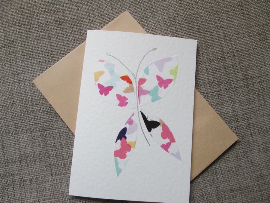 Bright Handmade Butterfly Card, bank inside