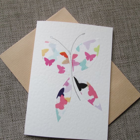 Bright Handmade Butterfly Card, bank inside