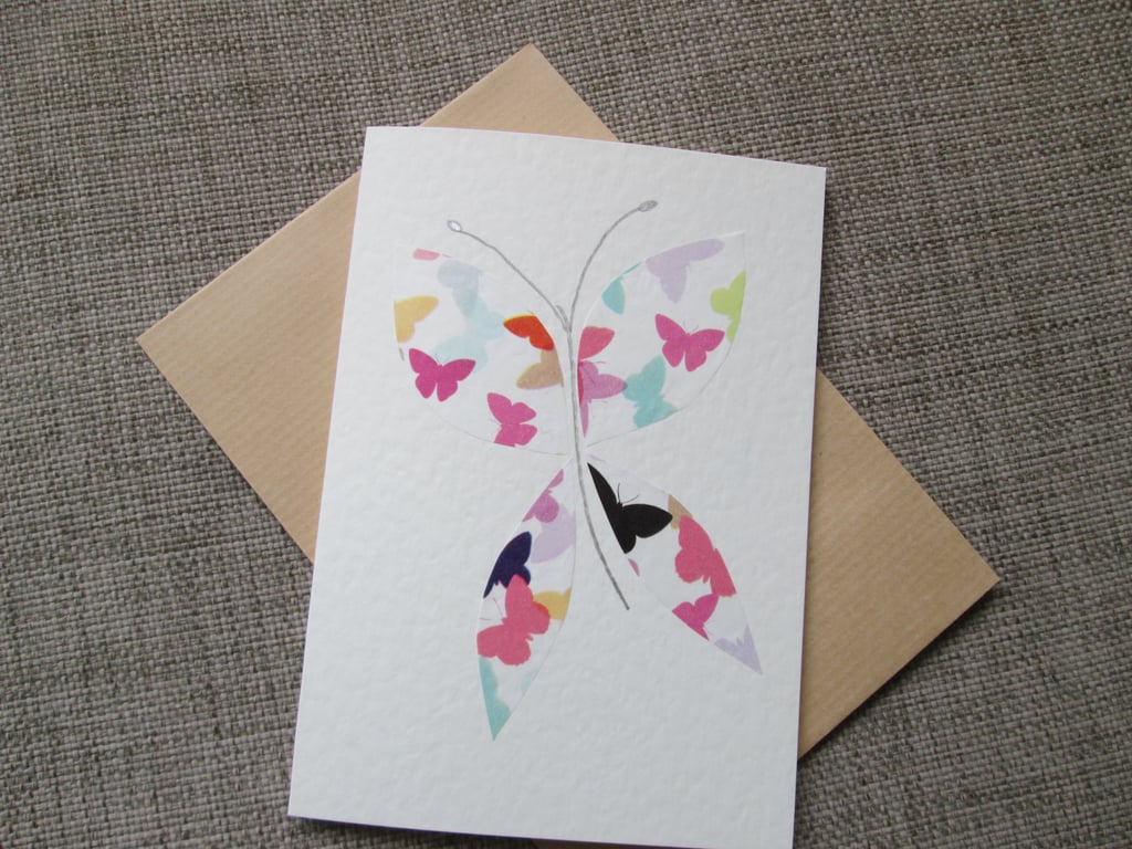 Bright Handmade Butterfly Card, bank inside