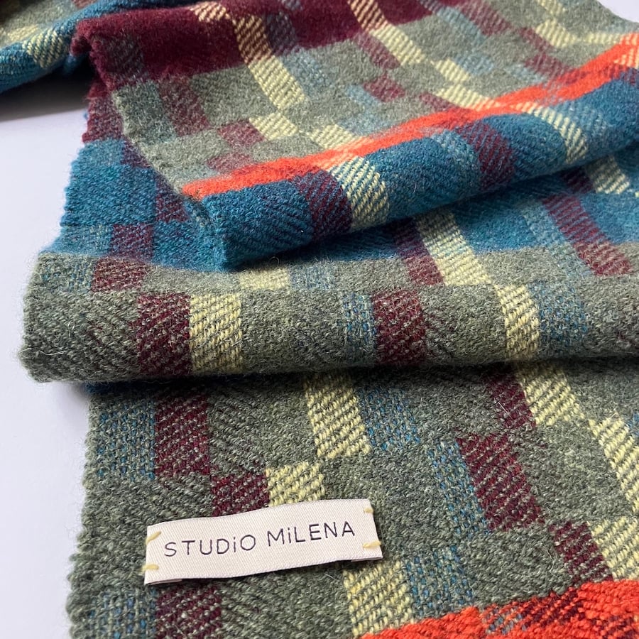 Forest Musing iv - Contemporary Handwoven Lambswool Scarf