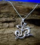 Silver Celtic Dragon necklace, Art Nouveau Dragon pendant, Handmade.