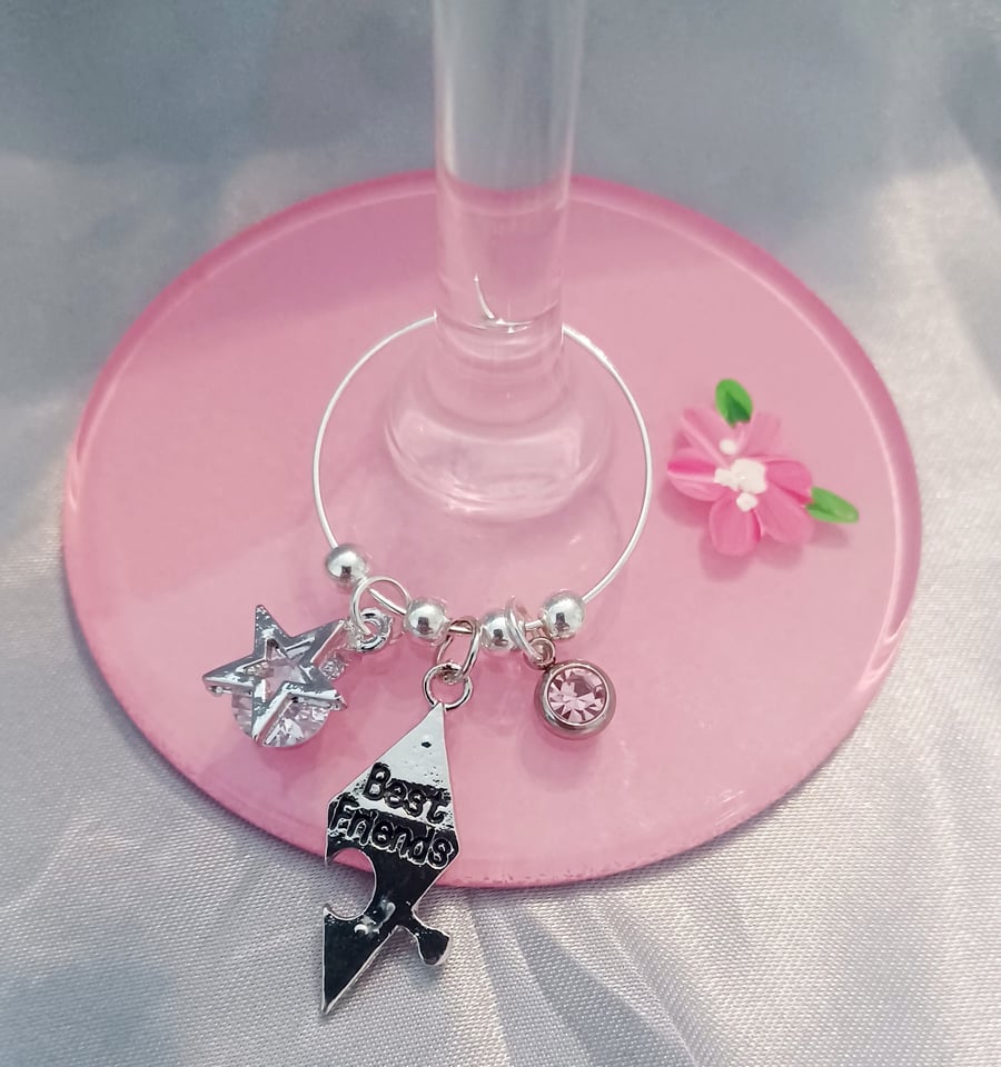 Best Friends Are Like Stars Wine Glass Charms