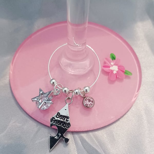 Best Friends Are Like Stars Wine Glass Charms