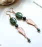 Designer Fancy Jasper, Jadeite Rose Gold Vermeil Sterling Silver Earrings - Image 2