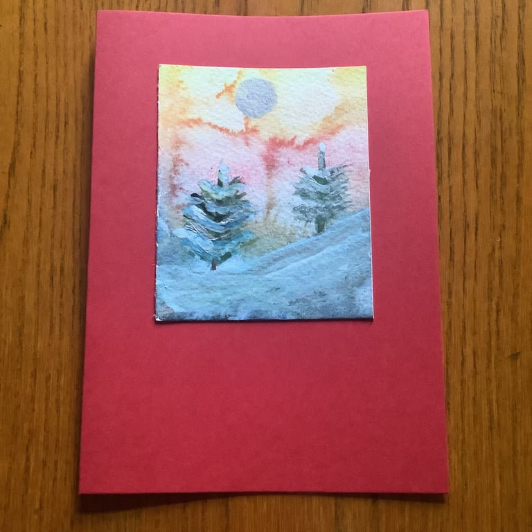 Hand-painted Christmas Yule Card 'Drama in the sky'