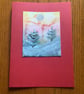 Hand-painted Christmas Yule Card 'Drama in the sky'