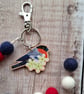 Bullfinch bird bag charm keyring - Image 4