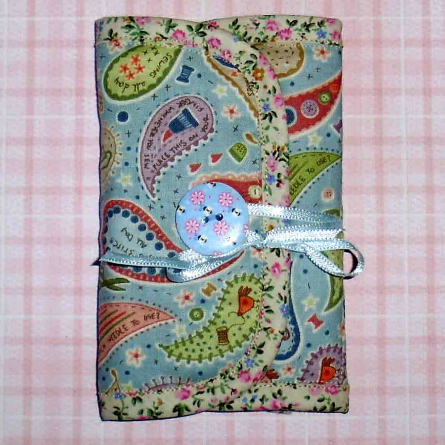 Sewing set or needle case pastel paisley
