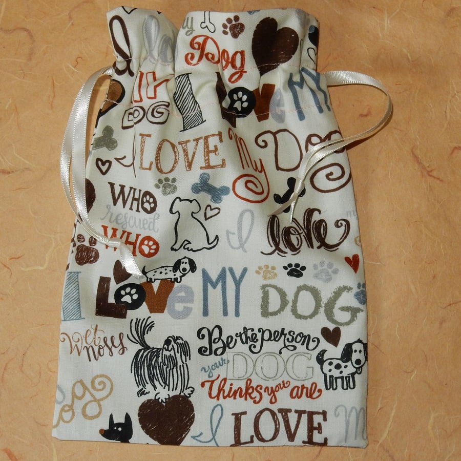 Dog treats drawstring gift bag
