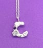 Chunky silver letter C charm with amethyst  - Image 2