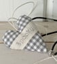 SPOOKY HALLOWEEN HEART DECORATION - grey gingham checks, silver pumpkin - Image 7
