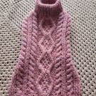 Hand knitted dog coat.  Multi pink for a little lady. 