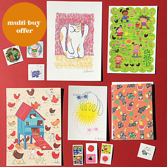 Fun gift box of happy art prints and stationery Mix  C