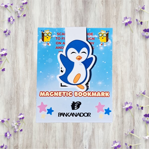 Cute Penguin Magnetic Bookmark – Laminated Animal Book Marker for Children