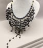  Cascading Sparkle Necklace With Black Pearls and Black Spinel - Image 6
