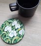 Wooden Coaster handpainted with Snowdrops.  