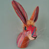 Faux hare head wall mount in multi coloured lurex - Ziggy Haredust